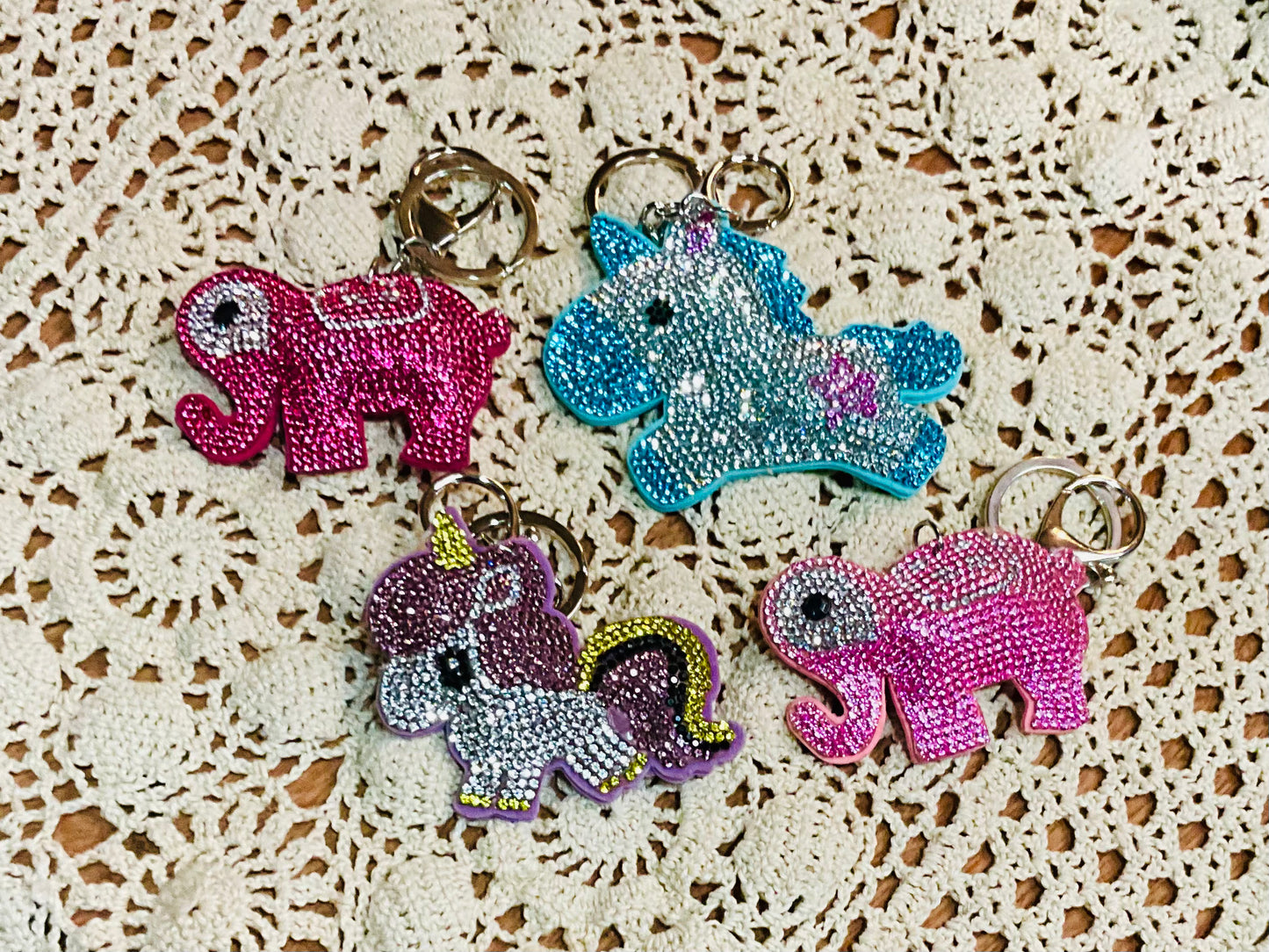 Elephants & Unicorns Bling Keychain