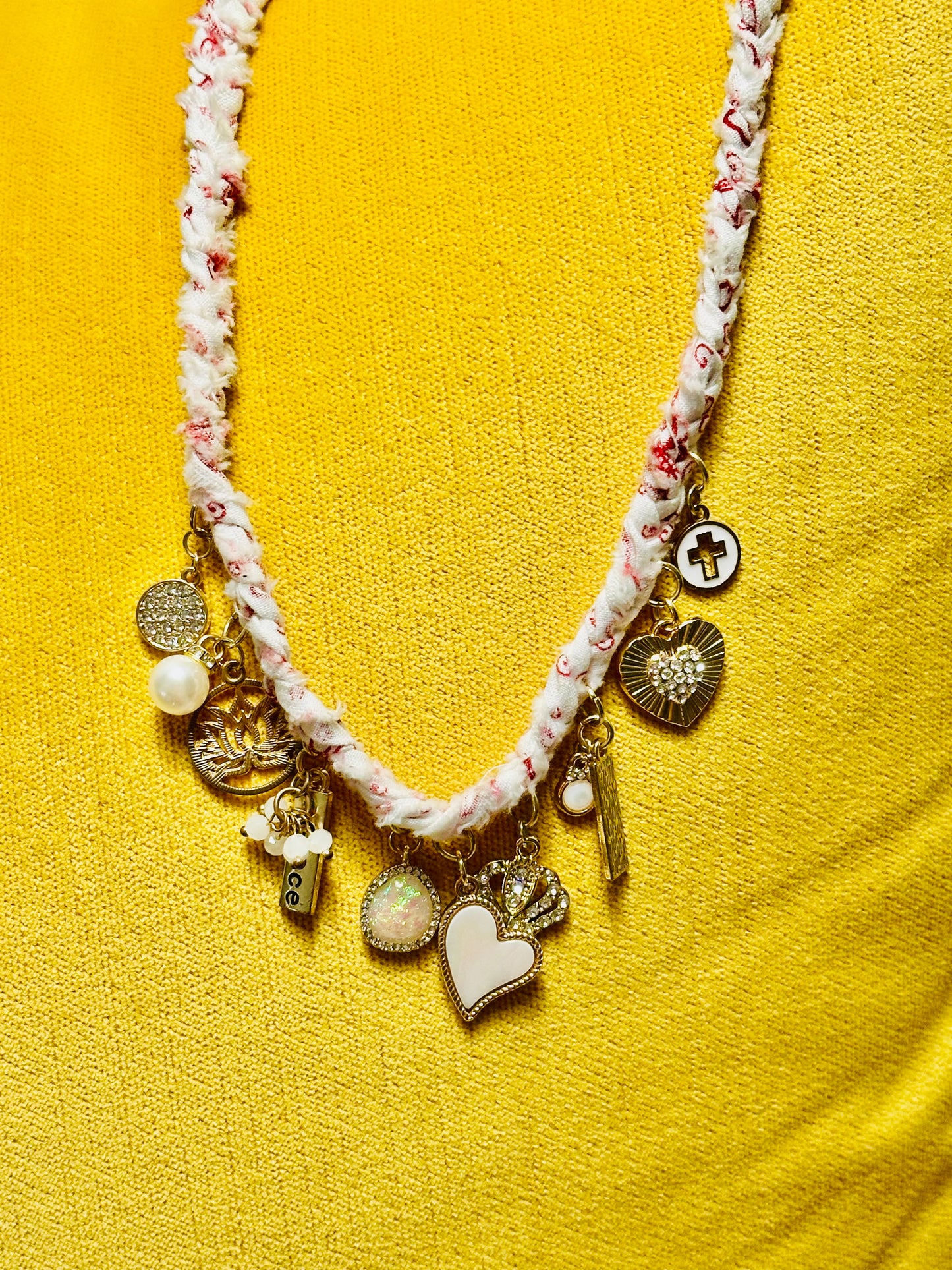 Charm necklace kit with cloth chain