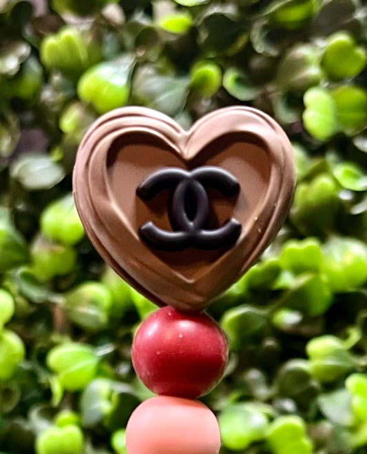 2 Brown/black heart Inspired Bead