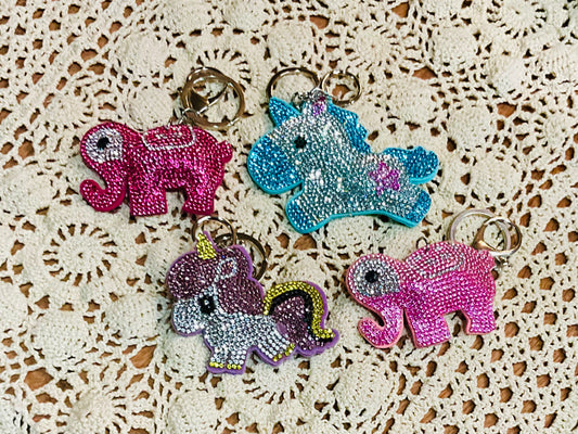 Elephants & Unicorns Bling Keychain