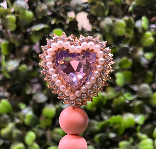 8 - Pink/purple Heart with Pearls