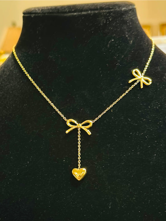 Bow & Heart Y necklace